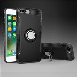 Armor Anti Drop Carbon PC + Silicon Invisible Ring Holder Phone Case for iPhone 8 Plus / 7 Plus 7P(5.5 inch) - Black