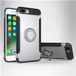 Armor Anti Drop Carbon PC + Silicon Invisible Ring Holder Phone Case for iPhone 8 Plus / 7 Plus 7P(5.5 inch) - Silver