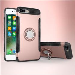 Armor Anti Drop Carbon PC + Silicon Invisible Ring Holder Phone Case for iPhone 8 Plus / 7 Plus 7P(5.5 inch) - Rose Gold