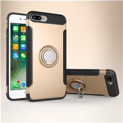 Armor Anti Drop Carbon PC + Silicon Invisible Ring Holder Phone Case for iPhone 8 Plus / 7 Plus 7P(5.5 inch) - Champagne