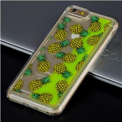 Pineapple Glassy Glitter Quicksand Dynamic Liquid Soft Phone Case for iPhone 8 Plus / 7 Plus 7P(5.5 inch)