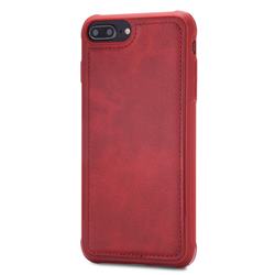 Luxury Shatter-resistant Leather Coated Phone Back Cover for iPhone 8 Plus / 7 Plus 7P(5.5 inch) - Red
