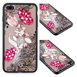 Tulip Lace Diamond Flower Soft TPU Back Cover for iPhone 8 Plus / 7 Plus 7P(5.5 inch)