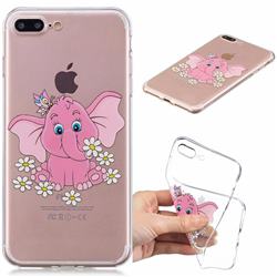 Tiny Pink Elephant Clear Varnish Soft Phone Back Cover for iPhone 8 Plus / 7 Plus 7P(5.5 inch)