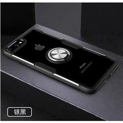 Acrylic Glass Carbon Invisible Ring Holder Phone Cover for iPhone 8 Plus / 7 Plus 7P(5.5 inch) - Silver Black