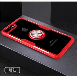 Acrylic Glass Carbon Invisible Ring Holder Phone Cover for iPhone 8 Plus / 7 Plus 7P(5.5 inch) - Charm Red