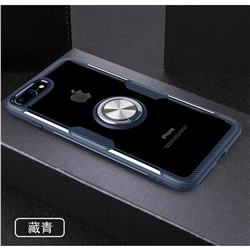 Acrylic Glass Carbon Invisible Ring Holder Phone Cover for iPhone 8 Plus / 7 Plus 7P(5.5 inch) - Navy