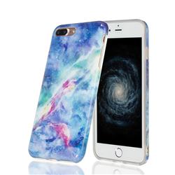 Blue Starry Sky Marble Clear Bumper Glossy Rubber Silicone Phone Case for iPhone 8 Plus / 7 Plus 7P(5.5 inch)