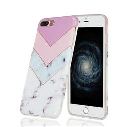 Stitching Pink Marble Clear Bumper Glossy Rubber Silicone Phone Case for iPhone 8 Plus / 7 Plus 7P(5.5 inch)