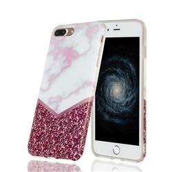 Stitching Rose Marble Clear Bumper Glossy Rubber Silicone Phone Case for iPhone 8 Plus / 7 Plus 7P(5.5 inch)