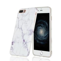White Smooth Marble Clear Bumper Glossy Rubber Silicone Phone Case for iPhone 8 Plus / 7 Plus 7P(5.5 inch)