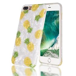 Yellow Pineapple Shell Pattern Clear Bumper Glossy Rubber Silicone Phone Case for iPhone 8 Plus / 7 Plus 7P(5.5 inch)