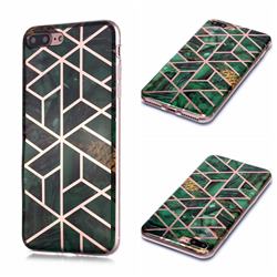 Green Rhombus Galvanized Rose Gold Marble Phone Back Cover for iPhone 8 Plus / 7 Plus 7P(5.5 inch)