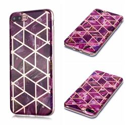 Purple Rhombus Galvanized Rose Gold Marble Phone Back Cover for iPhone 8 Plus / 7 Plus 7P(5.5 inch)