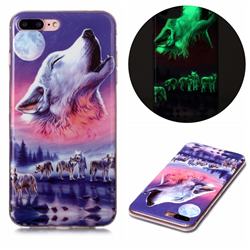 Wolf Howling Noctilucent Soft TPU Back Cover for iPhone 8 Plus / 7 Plus 7P(5.5 inch)