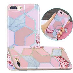 Pink Marble Painted Galvanized Electroplating Soft Phone Case Cover for iPhone 8 Plus / 7 Plus 7P(5.5 inch)