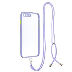 Necklace Cross-body Lanyard Strap Cord Phone Case Cover for iPhone 8 Plus / 7 Plus 7P(5.5 inch) - Purple