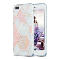 Pink White Marble Pattern Galvanized Electroplating Protective Case Cover for iPhone 8 Plus / 7 Plus 7P(5.5 inch)