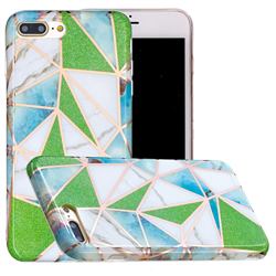 Green Triangle Painted Marble Electroplating Protective Case for iPhone 8 Plus / 7 Plus 7P(5.5 inch)