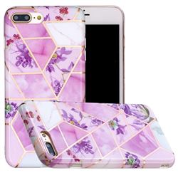 Purple Flower Painted Marble Electroplating Protective Case for iPhone 8 Plus / 7 Plus 7P(5.5 inch)