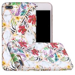 Tropical Rainforest Flower Painted Marble Electroplating Protective Case for iPhone 8 Plus / 7 Plus 7P(5.5 inch)