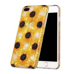 Yellow Sunflowers Shell Pattern Glossy Rubber Silicone Protective Case Cover for iPhone 8 Plus / 7 Plus 7P(5.5 inch)