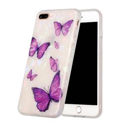 Purple Butterfly Shell Pattern Glossy Rubber Silicone Protective Case Cover for iPhone 8 Plus / 7 Plus 7P(5.5 inch)