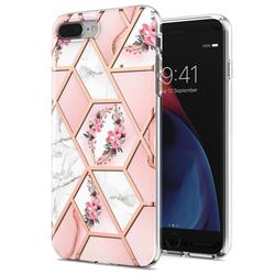 Pink Flower Marble Electroplating Protective Case Cover for iPhone 8 Plus / 7 Plus 7P(5.5 inch)