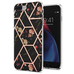 Black Rose Flower Marble Electroplating Protective Case Cover for iPhone 8 Plus / 7 Plus 7P(5.5 inch)