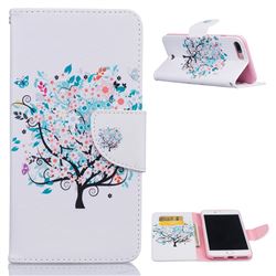 Colorful Tree Leather Wallet Case for iPhone 8 Plus / 7 Plus 8P 7P (5.5 inch)