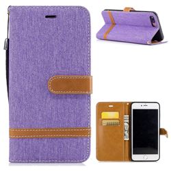 Jeans Cowboy Denim Leather Wallet Case for iPhone 8 Plus / 7 Plus 8P 7P(5.5 inch) - Purple