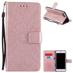 Embossing Sunflower Leather Wallet Case for iPhone 8 Plus / 7 Plus 8P 7P(5.5 inch) - Rose Gold
