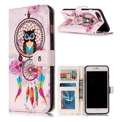 Wind Chimes Owl 3D Relief Oil PU Leather Wallet Case for iPhone 8 Plus / 7 Plus 8P 7P(5.5 inch)