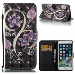 Peacock Flower 3D Painted Leather Wallet Case for iPhone 8 Plus / 7 Plus 8P 7P(5.5 inch)