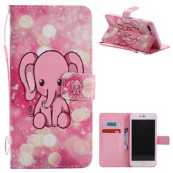 Pink Elephant PU Leather Wallet Case for iPhone 8 Plus / 7 Plus 8P 7P(5.5 inch)