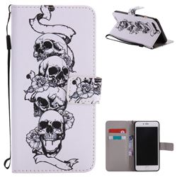 Skull Head PU Leather Wallet Case for iPhone 8 Plus / 7 Plus 8P 7P(5.5 inch)
