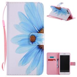 Blue Sunflower PU Leather Wallet Case for iPhone 8 Plus / 7 Plus 8P 7P(5.5 inch)