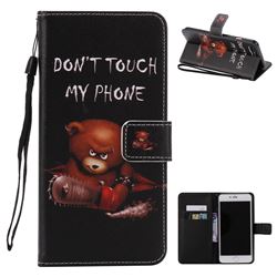 Angry Bear PU Leather Wallet Case for iPhone 8 Plus / 7 Plus 8P 7P(5.5 inch)
