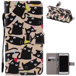 Cute Kitten Cat PU Leather Wallet Case for iPhone 8 Plus / 7 Plus 8P 7P(5.5 inch)