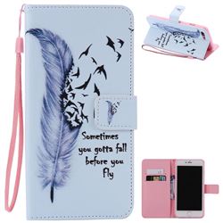 Feather Birds PU Leather Wallet Case for iPhone 8 Plus / 7 Plus 8P 7P(5.5 inch)