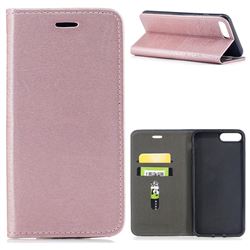Tree Bark Pattern Automatic suction Leather Wallet Case for iPhone 8 Plus / 7 Plus 7P(5.5 inch) - Rose Gold