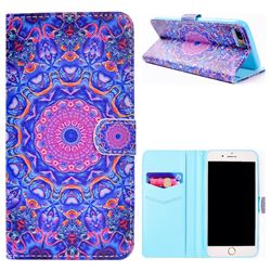 Purple Mandala Flower Stand Leather Wallet Case for iPhone 8 Plus / 7 Plus 7P(5.5 inch)