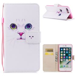 White Cat PU Leather Wallet Case for iPhone 8 Plus / 7 Plus 7P(5.5 inch)