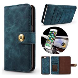 Luxury Vintage Split Separated Leather Wallet Case for iPhone 8 Plus / 7 Plus 7P(5.5 inch) - Navy Blue