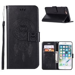Intricate Embossing Owl Campanula Leather Wallet Case for iPhone 8 Plus / 7 Plus 7P(5.5 inch) - Black