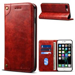 Suteni Retro Classic Minimalist PU Leather Wallet Phone Case for iPhone 8 Plus / 7 Plus 7P(5.5 inch) - Red