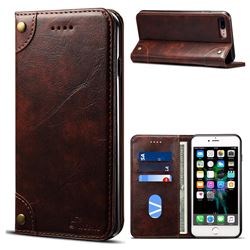 Suteni Retro Classic Minimalist PU Leather Wallet Phone Case for iPhone 8 Plus / 7 Plus 7P(5.5 inch) - Dark Brown
