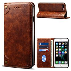 Suteni Retro Classic Minimalist PU Leather Wallet Phone Case for iPhone 8 Plus / 7 Plus 7P(5.5 inch) - Light Brown