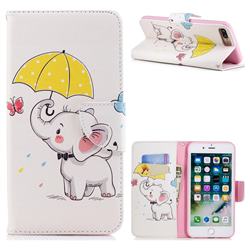 Umbrella Elephant Leather Wallet Case for iPhone 8 Plus / 7 Plus 7P(5.5 inch)
