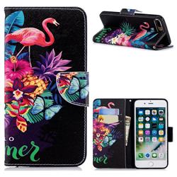 Flowers Flamingos Leather Wallet Case for iPhone 8 Plus / 7 Plus 7P(5.5 inch)